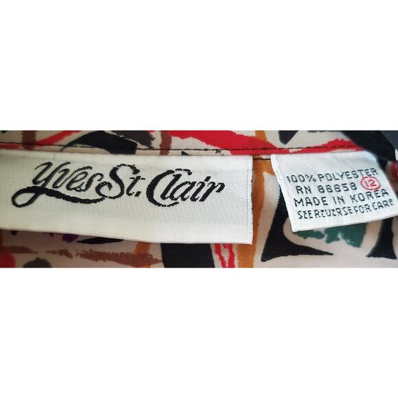 Vtg Yves St. Clair Long Sleeve Button Blouse Women's Size 12 Colorful Work - Picture 2 of 9